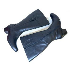 Clarks Black Leather Tall Wide Calf Boots Size 11M